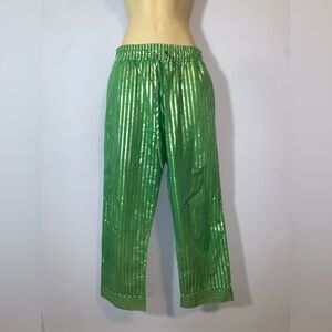 BURU Green silver Striped cotton cropped Pants size xs